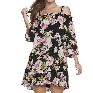 Lily Rose Womens Dress Cold Shoulder Floral Size Small Mini Botanical Casual
